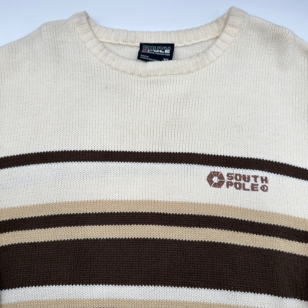 South Pole Vintage Y2K Mens Size XL Sweater Brown‎ Cream Early 2000s